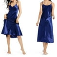 thumbnail image 1 of LYEAA Satin Nightgowns for Women Long Sleeveless Cozy Summer Sling Night Gowns Chemise Solid V Neck Loose Casual Soft Pajamas Sleepwear Loungewear Fashion Elegant Women's Nightdress Blue XL, 1 of 1