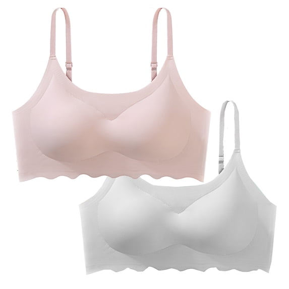 LYEAA Seamless Bras for Women Pack of 2 No Wire Wirefree Everyday Bras Push up Breathable Wireless Solid Color Pullover Daily Sleep Bras Comfort Shaping Full Figure Soft Stretch T-Shirt Bras Pink S