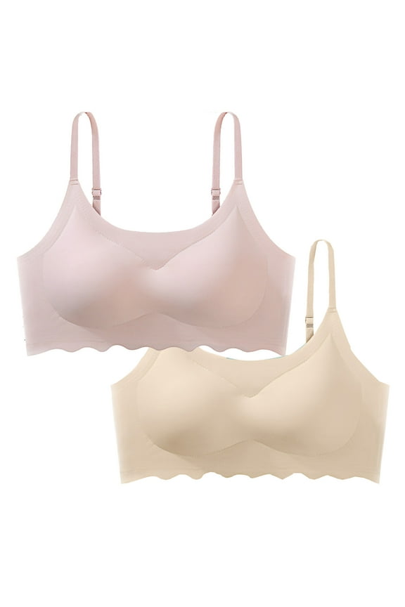 Seamless Bras for Women Wireless 2 Pack No Wire Wirefree Everyday Bras Push up Breathable Solid Color Pullover Daily Sleep Bras Comfort Shaping Full Figure Soft Stretch T-Shirt Bras Pink S