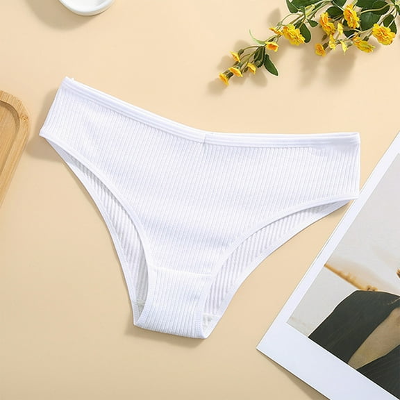 LYEAA Seamless Cotton Underwear for Women Breathable Low Rise Cool Briefs Comfort Solid Cute Daily Panties Fashionable Underpants White S