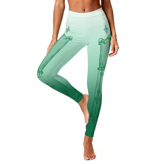 LYEAA Seamless Leggings for Women St Patrick's Day Elastic Waist Tights Stretchy Ankle Length Clover Printed Pants