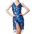 thumbnail image 1 of LYEAA Sequin Dress for Women Party Night Sleeveless V Neck Glittery Mini Dress Backless Elegant Dress Bodycon Solid Color Dress Slip Dress Holiday Dress Stretchy Ball Gown Dress Blue Free Size, 1 of 8