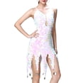 thumbnail image 1 of LYEAA Sequin Dress for Women Party Night Sleeveless V Neck Glittery Mini Dress Backless Elegant Dress Bodycon Solid Color Dress Slip Dress Holiday Dress Stretchy Ball Gown Dress White Free Size, 1 of 8