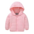 thumbnail image 1 of LYEAA Short Puffer Jacket for Kids Hooded and Pocketed Light Solid Color Winter Outwear, 1 of 3