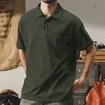 thumbnail image 1 of LYEAA Short Sleeve Shirts for Men Casual Collared Loose Summer Pullover T-shirts Solid Soft Comfortable Breathable Men's Tops Green 2XL, 1 of 6