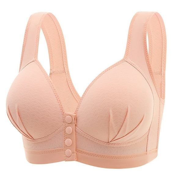 LYEAA Sleep Bras for Women Plus Size Front Closure Push up Lightly Lined Wireless Daily Bras Wirefree Wide Strap Lift Soft Bralette No Wire Breathable Comfort Bras Pink 3XL