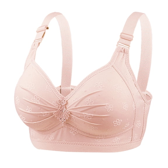 LYEAA Sleep Bras for Women Plus Size Soft No Wire Push up Everyday Bras Wireless Support Solid Lift Bras Comfortable Wirefree Breathable Shaping Daily Bralette Pink XL