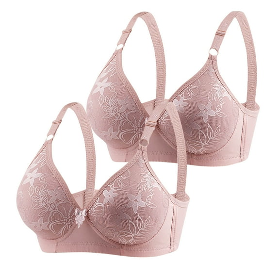 LYEAA Sleeping Bra for Women 2 Pack No Wire Wirefree Everyday Bras Push up Breathable Wireless Solid Color Daily Bras Comfortable Shaping Soft Stretch T-Shirt Bras Pink 2XL