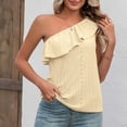 thumbnail image 1 of LYEAA Sleeveless Tank Top Women Plus Size Crew Neck Ruffled Summer Loose Casual Tee Shirts Solid One Shoulder Beach Elegant Pullover Vest Breathable Soft Loungewear Going Out Clothes Yellow 2XL, 1 of 5