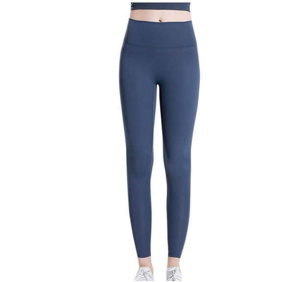 LYEAA Soft Leggings for Women High Waist Butt Lifting Pants Ankle Length Workout Elastic Yoga Pants Stretch Shapewear Running Fitted Sports Casual Pants Breathable Pants Blue S