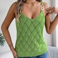 thumbnail image 1 of LYEAA Soft Womens Tank Top Cami Spaghetti Strap Knit Loose Summer Casual Beach Camisole Solid V Neck Sleeveless Metal Buckle Breathable Fashion Ladies Pullover Shirts Green XL, 1 of 1