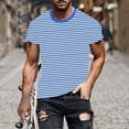 thumbnail image 1 of LYEAA Summer Men T Shirts Short Sleeves Crew Neck Beach Loose Pullover T-shirts Striped Casual Soft Comfortable Breathable Men's Tops Blue XL, 1 of 4