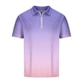 thumbnail image 1 of LYEAA Summer T-Shirts for Men Big Mens Short Sleeves Collared Half Zip Tees Gradient Fashion Casual Outdoor Tee Tops Breathable Comfortable Soft Everyday Clothes Pink M, 1 of 3