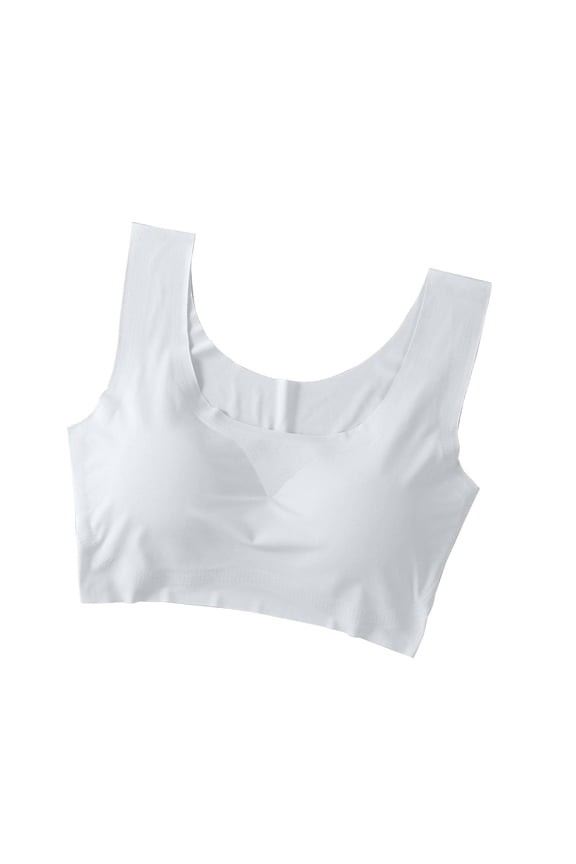 Supportive Sports Bras for Women Push up Wide Straps Ice Silk Yoga Seamless Workout Bra