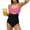 thumbnail image 1 of LYEAA Swimming Suits for Kids One-Piece Swimsuits Cutout Colorblock Bathing Suit Beach Vacation Swimwear, 1 of 7