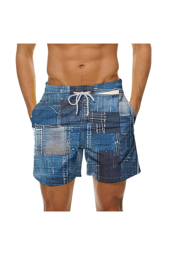 Swimming Trunks Men Adult Elastic Waist Summer Beach Big Men's Shorts Graphic Drawstring Surfing Board Shorts Casual Loose Athletic Fashion Comfort Swimwear Bathing Suit with Pockets L