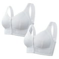 thumbnail image 1 of LYEAA T Shirt Bras for Women 2 Pack Plus Size No Wire Wirefree Everyday Bras Push up Breathable Wireless Front Closure Daily Sleep Bras Comfortable Shaping Full Figure Soft Stretch Bras White 2XL, 1 of 2