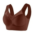 thumbnail image 1 of LYEAA T-Shirt Bras for Women Full Figure Plus Size No Wire Wirefree Everyday Bras Push up Breathable Wireless Solid Color Pullover Daily Sleep Bras Comfortable Shaping Soft Stretch Bras Brown L, 1 of 2