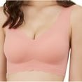 thumbnail image 1 of LYEAA T Shirt Bras for Women Plus Size Seamless Push up Padded Wireless Daily Bras Wirefree Wide Strap Lift Soft Bralette No Wire Breathable Comfort Sleeping Bras with Removable Cup Pink 4XL, 1 of 4