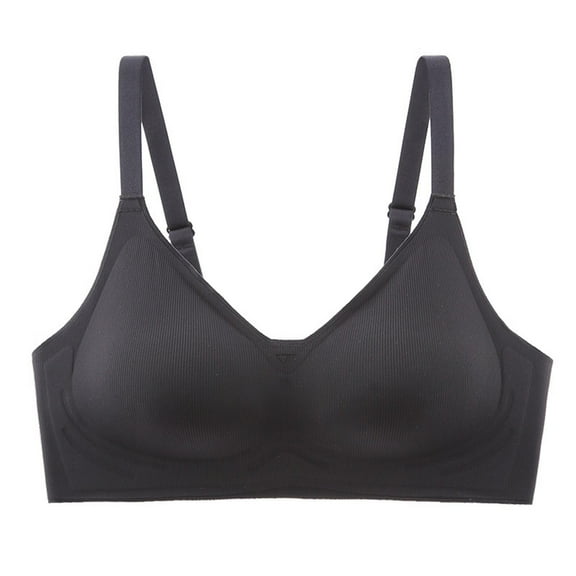 LYEAA T Shirt Bras for Women Soft No Wire Seamless Push up Everyday Bras Wireless Support Solid Lift Sleep Bras Comfortable Wirefree Breathable Shaping Daily T-Shirt Bralette Black 2XL