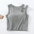 thumbnail image 1 of LYEAA Tank Tops for Women with Built in Bra Cropped Sleeveless Crew Neck Padded Basic Summer Casual Undershirt Solid Beach Fashion Pullover Vest Breathable Soft Loungewear Going Out Clothes Gray L, 1 of 5