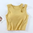 thumbnail image 1 of LYEAA Tank Tops for Women with Built in Bra Cropped Sleeveless Crew Neck Padded Basic Summer Casual Undershirt Solid Beach Fashion Pullover Vest Breathable Soft Loungewear Going Out Clothes Yellow XL, 1 of 5