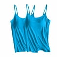 thumbnail image 1 of LYEAA Tank Tops for Women with Built in Bra Loose 2 Pack of Plus Size Spaghetti Strap Wirefree Workout Yoga Summer Casual Undershirt Solid Crew Neck Sleeveless Fashion Ladies Pullover Shirts Blue 2XL, 1 of 1