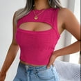 thumbnail image 1 of LYEAA Tank Tops Women Casual Sleeveless Crew Neck Cut Out Summer Fitted Cropped Tee Shirts Solid Vacation Beach Elegant Fashion Pullover Vest Breathable Soft Loungewear Going Out Clothes Pink M, 1 of 6