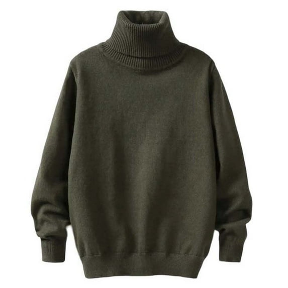 LYEAA Pullover Turtleneck Sweater for Kids Fleece Lined Long Sleeved Solid Color Fall Winter Sweater