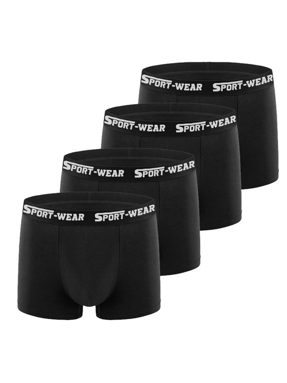Underwear for Men Boxers Value Pack of 4 Soft Breathable Trunks Solid Plus Comfortable Athletic Underpants Elastic Waistband Fashion Support Pouch Briefs No fly Black L