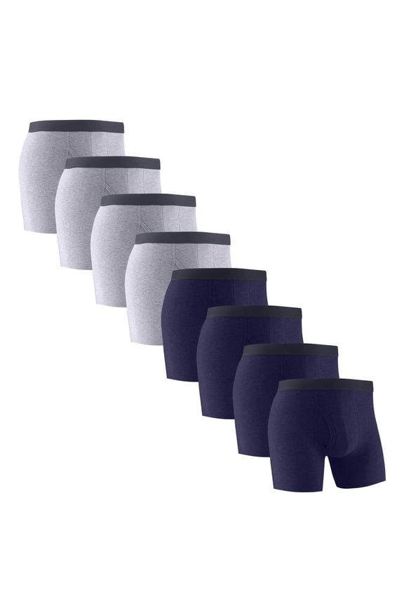 Underwear for Men Pack Boxers of 8 Cotton Soft Breathable Trunks Solid Plus Comfortable Underpants Elastic Waistband Fashion Support Pouch Briefs with Fly Green S