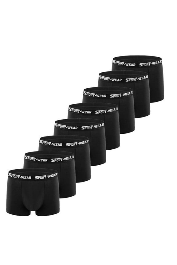 Underwear Mens Boxers 8-Pack Soft Breathable Trunks Solid Plus Comfortable Athletic Underpants Elastic Waistband Fashion Support Pouch Briefs No fly Black XL