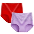 thumbnail image 1 of LYEAA Underwear for Women Briefs 2 Pack Plus Size Cotton High Waisted Cool Breathable Comfort Solid Lace Daily Panties Full Fashionable Underpants Pink 3XL, 1 of 2