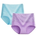 thumbnail image 1 of LYEAA Underwear for Women Cotton Brief 2 Pack Plus Size High Waisted Cool Breathable Comfort Solid Lace Daily Panties Full Fashionable Underpants Multi-color 2XL, 1 of 2