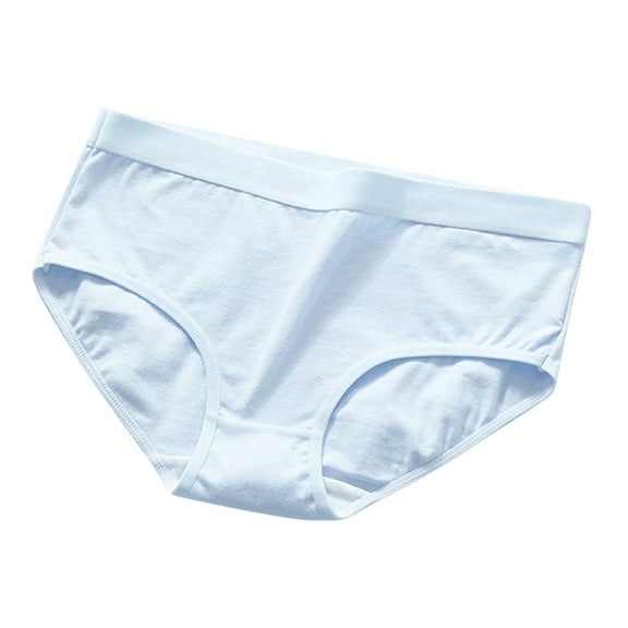 LYEAA Underwear Women Cotton Stretch Brief Mid Waisted Cool Breathable Comfort Solid Daily Panties Seamless Full Fashionable Underpants Blue XL