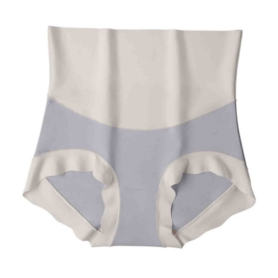 LYEAA Underwear for Women Cotton High Cut High Waisted Cool Briefs Breathable Comfort Color Block Daily Panties Full Fashionable Underpants Gray L