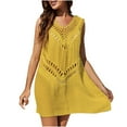 thumbnail image 1 of LYEAA Vacation Dresses for Women Beach Plus Size V Neck Sleeveless Flowy Crochet Elegant Midi Dresses Solid Casual Dressy Loose Cut Out Pullover Dresses Comfort Dresses Yellow XL, 1 of 6