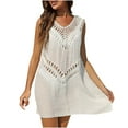thumbnail image 1 of LYEAA Vacation Dresses for Women Beach Plus Size V Neck Sleeveless Flowy Crochet Elegant Midi Dresses Solid Casual Dressy Loose Cut Out Pullover Dresses Comfort Dresses White XL, 1 of 6