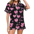 thumbnail image 1 of LYEAA Valentine Pajamas Women Heart Print Lapel Short Sleeve Button Down Shirt and Short Pant Sleepwear Holiday Nightwear, 1 of 5