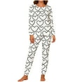 thumbnail image 1 of LYEAA Valentines Pajamas for Couples Heart Print Crewneck Long Sleeve Top and Pant Sleepwear Holiday Loungewear with Pocket, 1 of 8