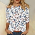 thumbnail image 1 of LYEAA Vintage Floral Tops for Women 3/4 Sleeve Loose Fit Casual Daily Wear Cotton Blend Round Neck Blouse with Artistic Botanical Patterns Multicolor L, 1 of 5