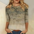 thumbnail image 1 of LYEAA Vintage Inspired Women Tops 3/4 Sleeve Length Floral Pattern Casual Loose Fit T-Shirt Breathable Fabric for Gardening Daily Use Multicolor XXXXL, 1 of 5