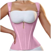 LYEAA Waist Trainer Corset for Women Wide Straps Zip up Underbust Steel Boned Bustier Adjustable Workout Bodyshaper