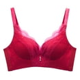 thumbnail image 1 of LYEAA No Wire Bras for Women Lace Push up Lightly Lined Wireless Daily Bras Wirefree Adjustable Strap Lift Soft Bralette Breathable Comfort Sleeping Bras Red 38/85C, 1 of 2