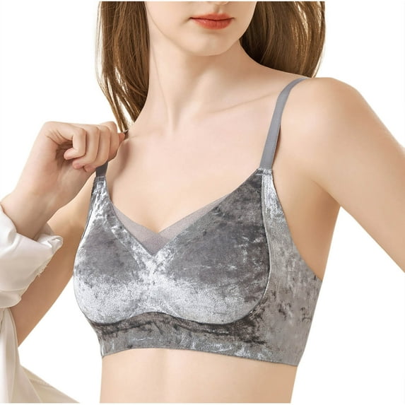 LYEAA No Wire Bras for Women Push up Padded Wireless Daily Bras Wirefree Adjustable Strap Support Lift Soft Bralette Breathable Comfort Sleeping Bras Gray 2XL