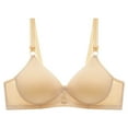 thumbnail image 1 of LYEAA No Wire Bras for Women Soft Cotton Push up Everyday Bras Wireless Support Solid Lightly Lined Lift Sleep Bras Comfortable Wirefree Breathable Shaping Daily Bralette Beige L, 1 of 2