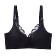thumbnail image 1 of LYEAA No Wire Bras for Women Soft Lace Push up Everyday Bras Wireless Support Solid Lightly Lined Lift Sleep Bras Comfortable Wirefree Breathable Shaping Daily Bralette Black L, 1 of 2
