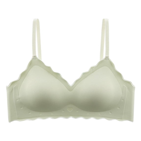 LYEAA No Wire Bras for Women Soft Seamless Push up Everyday Bras Wireless Support Solid Padded Lift Sleep Bras Comfortable Wirefree Breathable Shaping Daily T-Shirt Bralette Green XL