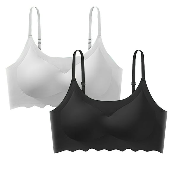 LYEAA Wireless Bras for Women Padded 2 Pack No Wire Wirefree Seamless Everyday Bras Push up Breathable Pullover Daily Sleep Bras Comfort Shaping Full Figure Soft Stretch T-Shirt Bras Multicolor S