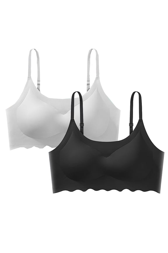 Wireless Bras for Women Padded 2 Pack No Wire Wirefree Seamless Everyday Bras Push up Breathable Pullover Daily Sleep Bras Comfort Shaping Full Figure Soft Stretch T-Shirt Bras Multicolor M